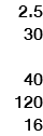 2.5 30 40 120 16